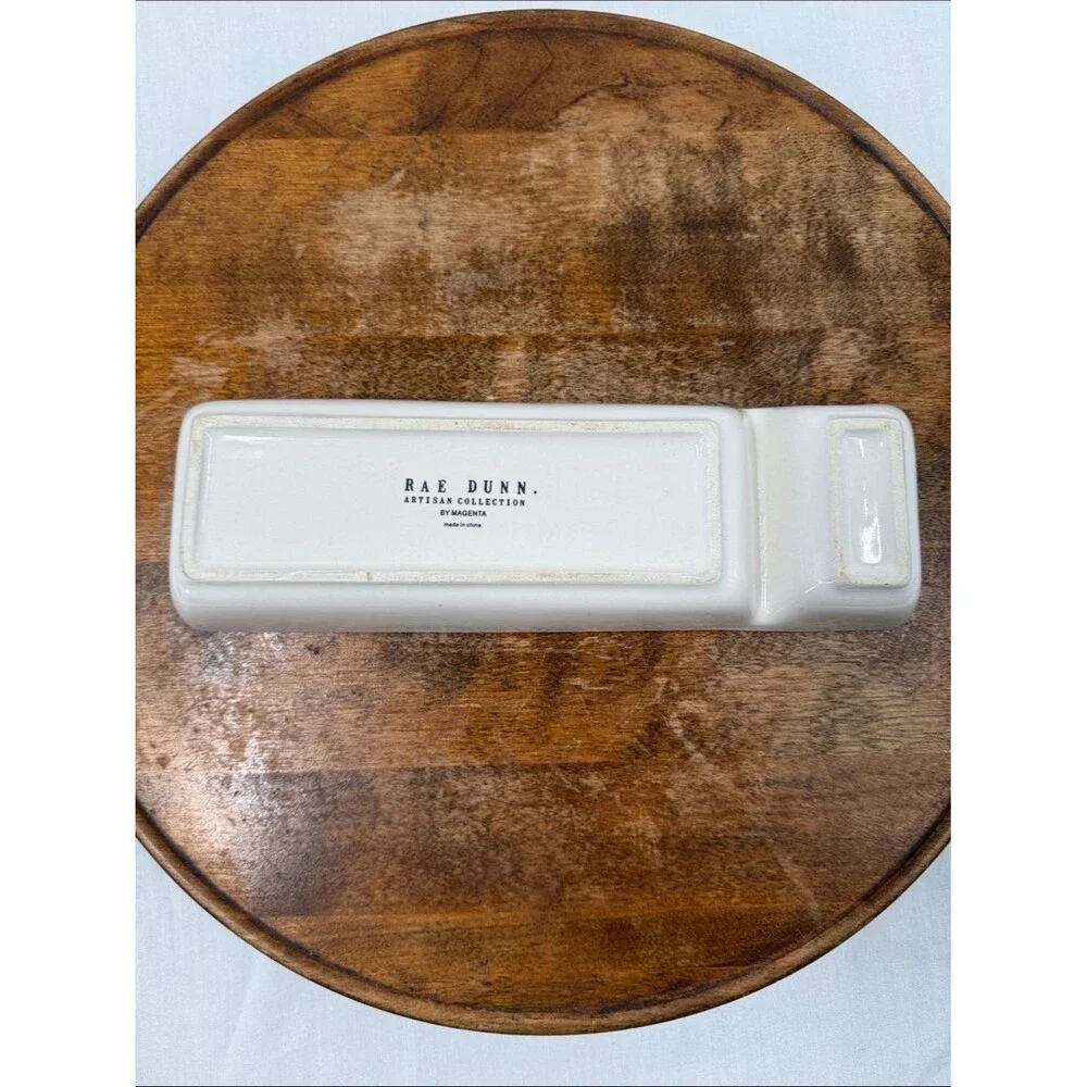 Rae Dunn Artisan Ceramic Pencil Paper Clip Tray Stash Write Office School Desk